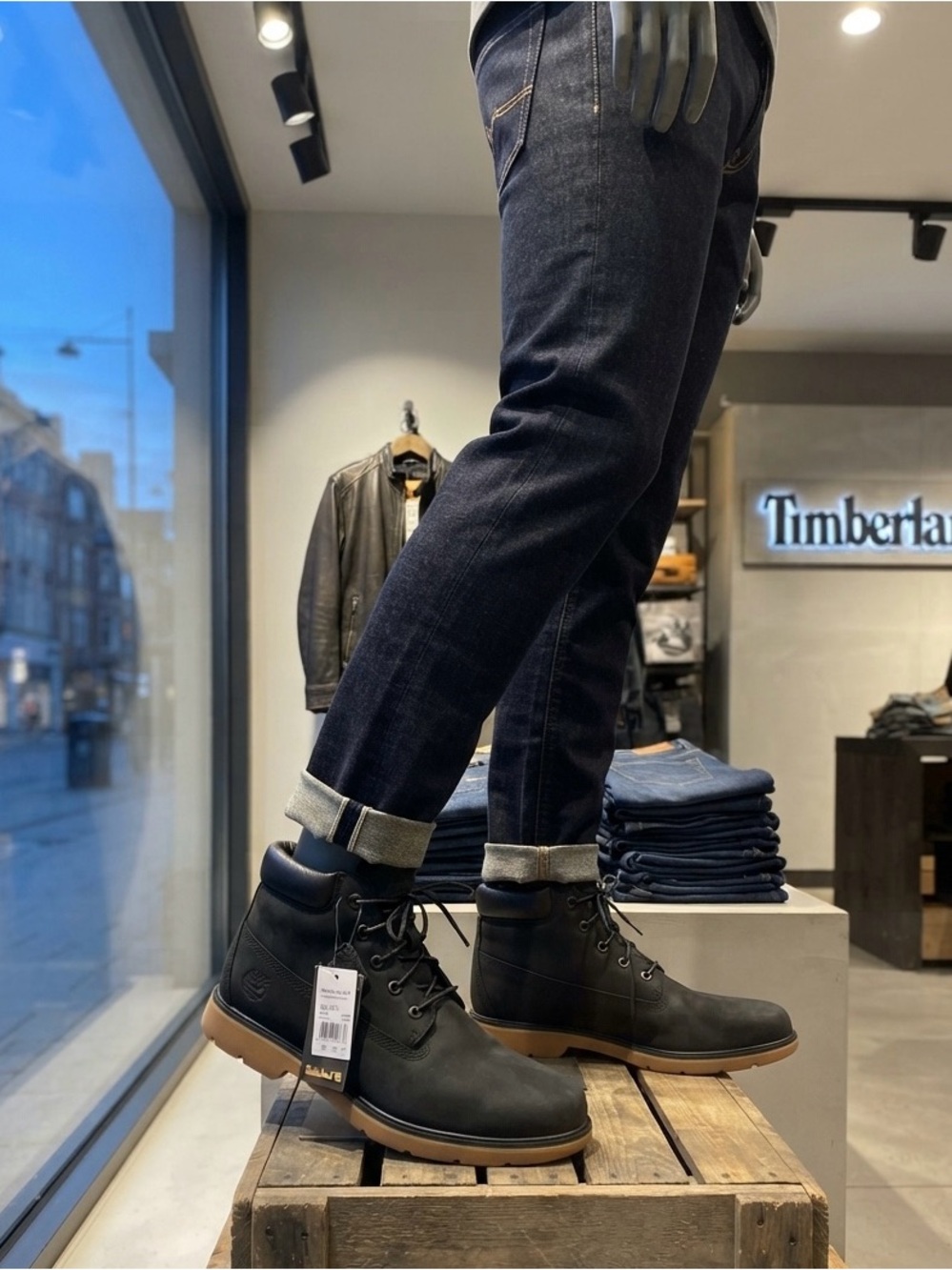 Timberland Black Work-Style Leather Lace-Up Boots